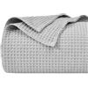 PHF Coperta in 100% cotone a nido d'ape, 130x150 cm, morbida e leggera, per adulti e bambini, perfetta coperta per divano, divano, dimensioni singole/da viaggio, grigio chiaro