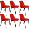 OFITURIA Silla de Oficina Sin Ruedas, Silla Confidente de Plástico con Estructura Metálica, Silla para Sala de Espera, Recepción, Reuniones, Conferencias, etc (6 Sillas, Rojo)