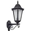 hofstein Lampada da parete per esterni Hongkong FROST, lampada verso l'alto in stile antico, fusione di alluminio nero/opaco, vetri, E27, lampada da esterno retro/vintage per terrazza/cortile, senza lampadina