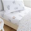 Bianca Zoo Animals - Lenzuolo con angoli per letto singolo, in cotone,