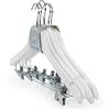 Hangerworld 5 Grucce 45cm in Legno Laccato Bianco con Pinze in Metallo per Gonne e Pantaloni