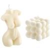 NatureMan 2 candele a forma di cubo a bolle e candele a forma di corpo femminile, candele profumate fatte a mano in cera di soia, per camera da letto, bagno, casa, decorazione estetica (bianco)