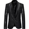 IQYU Tuta casual da uomo, alla moda, con paillette, giacca estiva da lavoro, a maniche lunghe, per il tempo libero, per l'autunno/inverno, per feste, appuntamenti, balli, matrimoni, smoking, gold, XXL