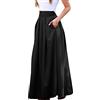 QWUVEDS Gonna a pieghe da donna per lavoro, casual, lunga e larga, elastica in vita, per donna, sexy, lunga, elegante, con cintura, linea ad A, gonna a pieghe, 4-0110A-nero, XL
