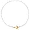 GAVU Collana di Perle Coltivate di Acqua Dolce da Donna con Chiusura T-Bar Placcata Oro 40cm