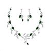 EVER FAITH Goccia Sposa Set Gioielli per Spose Scintillante Verde CZ Pera Maggio Birthstone Foglia Collana Orecchini per Prom