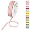 Halbach Seidenbänder Nastro decorativo con bordi in lino, larghezza 7 mm, lunghezza 30 m, nastro regalo per decorare fai da te, nastro decorativo fai da te, colore: rosa/lino