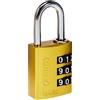 ABUS Lucchetto a Combinazione in Alluminio 144/30 Giallo con Numeri Grandi, Lucchetto Numerico Senza Chiave, 80792