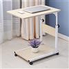 Sindipanda Tavolino da caffè con ruote, L 55 ~ 80 cm, altezza regolabile, tavolino da letto per laptop, in metallo e legno, 50 x 35 cm (bianco)