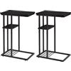 YMYNY Set di 2 Tavolini bassi, Tavolino Laterale da Divano, Tavolo da Caffè con Ripiano Portaoggetti, Tavolini a Forma Di C in Stile Industriale, per Soggiorno, Camera da Letto, Nero HST004B-2