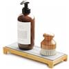 SpaceAid DryingNeat - Organizer per lavello ad asciugatura rapida, dispenser per spugna da cucina, portasapone, vassoio da bancone ad asciugatura rapida (bambù, grigio)