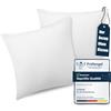 ATsense Federe Cuscino Letto 40x40 cm, Set di 2, 100% Cotone Lavato, Copricuscino Letto Bianco Con Cerniera, Federa Cuscino Certificata OEKO-TEX