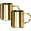 Robin Goods® 2 tazze termiche inox dorate 350 ml | Tazze a doppia parete resistenti per caffè, tè e uso quotidiano