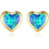 VIKI LYNN - Orecchini a perno placcati in oro 18 carati, con opale a forma di cuore, piccoli gioielli minimalisti per le donne e Argento, colore: Blu, cod. AQED003048