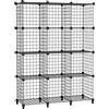 AWTATOS Griglia metallica a forma di cubo, 12 cubi, libreria, impilabile, organizer per riporre oggetti, contenitori modulari per cubi, scaffale multiuso in filo di ferro, per soggiorno, nero