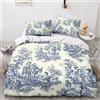 LENTLY Motivo di Toile De Jouy Set Di Biancheria Da Letto Con Stampa Di 3D, Copripiumino Con Cerniera, Incluso Copripiumino E Federe, Biancheria Da Letto Per Ragazzi E Ragazze Double（200x200cm）