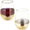 Relaxdays Bicchieri da Vino Senza Stelo, Set da 2 Calici da Cocktail o per Acqua e Bevande, 500 ml Ciascuno, Dorato, 12 x 9.5 x 9.5 cm