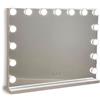 Flamingueo Specchio Trucco con Luci - 15 LED - 3 Modi di Luce - Intensità Regolabile - Controllo Tattile - Presa USB - Specchio Ingranditore Incluso - Vanity Mirror - Bianco - 58x12x48cm
