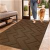 Biscpro Zerbini per Ingresso Interno,90x150cm Tappetino Antiscivolo Lavabile in Lavatrice,Zerbino d'Ingresso Polipropilene Assorbenti per Interno,Ingresso,Esterno,Corridoio,Balcone-Marrone Scuro