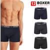 - SENZA MARCA/GENERICO - 12 Pezzi Boxer Uomo Mutande Cotone Elasticizzato Intimo Nero Grigio Blu VEQUE