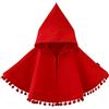 De feuilles Mantello con cappuccio per neonato, poncho a maniche lunghe, collo con cappuccio, morbido e confortevole, con frange autunnali rosso 5-6 Anni