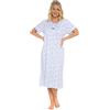 Suzy & Me Camicia da Notte Donna a Maniche Corte 100% Cotone Jersey Stampa Farfalla. (Marina Militare 60-62)