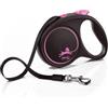 FLEXI guinzaglio automatico Nero Design M cinghia 5 m rosa