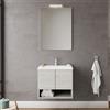 Mobile Bagno Sospeso 65 cm Rovere Grigio con Specchio Contenitore Trend -  Spazio