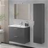 Mobile bagno sospeso moderno Floreale Miami bianco lucido, misura cm 100,  con specchio a led,lavabo e colonna singola Arredobagno e Cucine s.r.l.s.