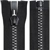 Aerzetix - C64188 - Set di 3 Cerniere Lampo iniettate separabili N°8 50cm autobloccante - tiretto Decorativo in Metallo - Colore Nero e Argento - Rete cursore merceria Abbigliamento Cucito