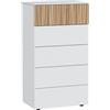 Fores Cassettiera 5 Cassetti 61x40x109 Settimanale Ethna Bianco E Rovere Listato