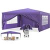 YUEBO Gazebo da Giardino Gazebo 3x3 m Pieghevole Gazebo Richiudibile con 4 Pareti Tende Gazebo Chiuso Impermeabile Tendone per Esterno,Campeggio