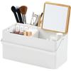 YAMAZAKI 5453 TOWER Makeup Box, white, Steel/Wood/Mirror/ABS Resin, 31 x 15 x 15.7 cm