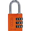 ABUS Lucchetto a Combinazione in Alluminio 144/30 Arancione con Grandi Rotelle Numeriche Senza Chiave, 80795