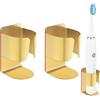 YURINJEE Portaspazzolino Elettrico, Supporto per Organizer Portaoggetti Autoadesivo in Acciaio Inox 304 Montato a Parete per Spazzolino Elettrico, Dentifricio, Detergente Viso (Oro 2 Pezzi)