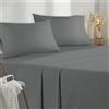 Poligino Lenzuola Una Piazza e Mezza 140x190/200cm - Completo Lenzuola 4 Pezzi in Microfibre - Lenzuolo con Angoli - Lenzuola Sopra - 2 Federa 50x80 - Grigio Scuro