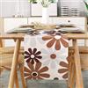 DecorMommt Runner Tavola Salotto Autunno Runner Tavola Dalia di Fiori Moderno Marrone Grigio Tovaglia di Lino Astratta Decorazione per Tavolo da Pranzo per Festival，Picnic, Feste, Cucina，Matrimoni 33 x 183 CM