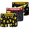 FREEGUN Boxer Bambino Pikachu, Mutande Ragazzo Pokemon, traspirante, elasticizzato, set di 3, Giallo, Nero, Grigio, Taglie 12-14 anni