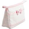 Filet - Trousse da viaggio in cotone con interno impermeabile | Chiusura con cerniera | Tela aida ricamabile all'esterno | Dim 24x16x6cm | Colore Bianco e Rosa