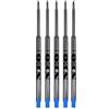 NEO+ Venditore UK Set di ricariche per penne a sfera Waterman, a tratto medio e rullo morbido SET OF 5 BLUE INK