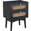 BAÏTA Comodino Anatole nero e cannage rattan