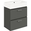 Baikal Set di mobili da bagno, mobile sospeso a parete, disponibile in diverse misure e finiture, il mobile viene consegnato assemblato. TAAL + lavabo 70/36 cm grigio scuro