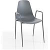 Oresteluchetta Set 4 sedie con braccioli da Interno/Esterno YANNY Grey Plus, Polipropilene, Grigio, cm. H.86 x L.53 x P.54, 4 unità