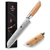 XINZUO Acciaio Damasco Coltello da Pane 21.2cm, 73 Strati Acciaio a Polvere di Damasco coltello da cucina, professionale Affilata Damasco Coltello da cuoco -con Manico in Legno d'Ulivo