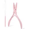 FOSHIO Microrings Extension Set di pinze per capelli per parrucche, strumento di estensione dei capelli, passante, infila-ago, strumento rosa