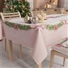 PETTI Artigiani Italiani - Tovaglia Natalizia Antimacchia Rettangolare Copritavolo Natalizio Cucina Disegno Fiocco Rosa Piume X6 Posti (140x180 cm) 100% Made in Italy