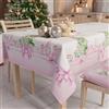 PETTI Artigiani Italiani - Tovaglia Natalizia Antimacchia Rettangolare Copritavolo Natalizio Cucina Disegno Gnomo Rosa X6 Posti (140x180 cm) 100% Made in Italy