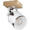 Eglo Kilburn FSC100HB - Lampada da parete LED per interni con faretto spot orientabile, applique in legno e metallo bianco con aspetto arrugginito, per soggiorno e corridoio, attacco E27