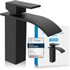 Bächlein Rubinetto per bagno a cascata, miscelatore monocomando con cartuccia in ceramica durevole e kit di montaggio, nero opaco