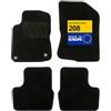 DBS - Tappetini auto - Su misura per 208 - Con clip - Tappetini auto antiscivolo - 4 pezzi